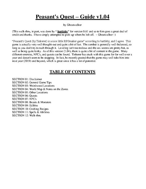Peasant's Quest Guide v1 .